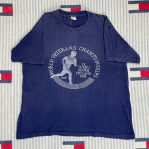Vintage 1991 World Veterans Championship running short sleeve tee shirt